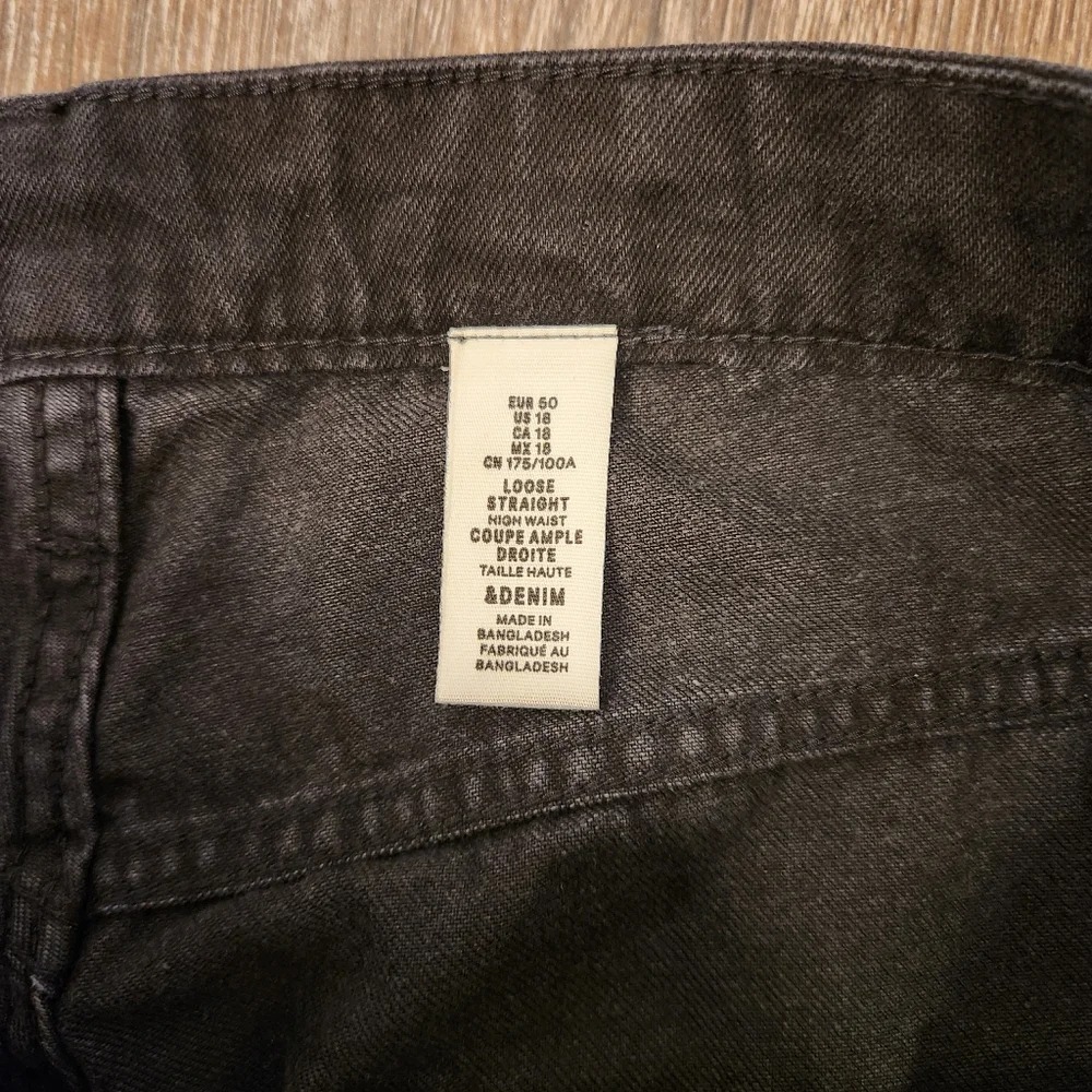 & Denim Black Womens Jeans , Ladies Jeans, Size 18, Loose Straight, High Waist - Picture 3 of 6